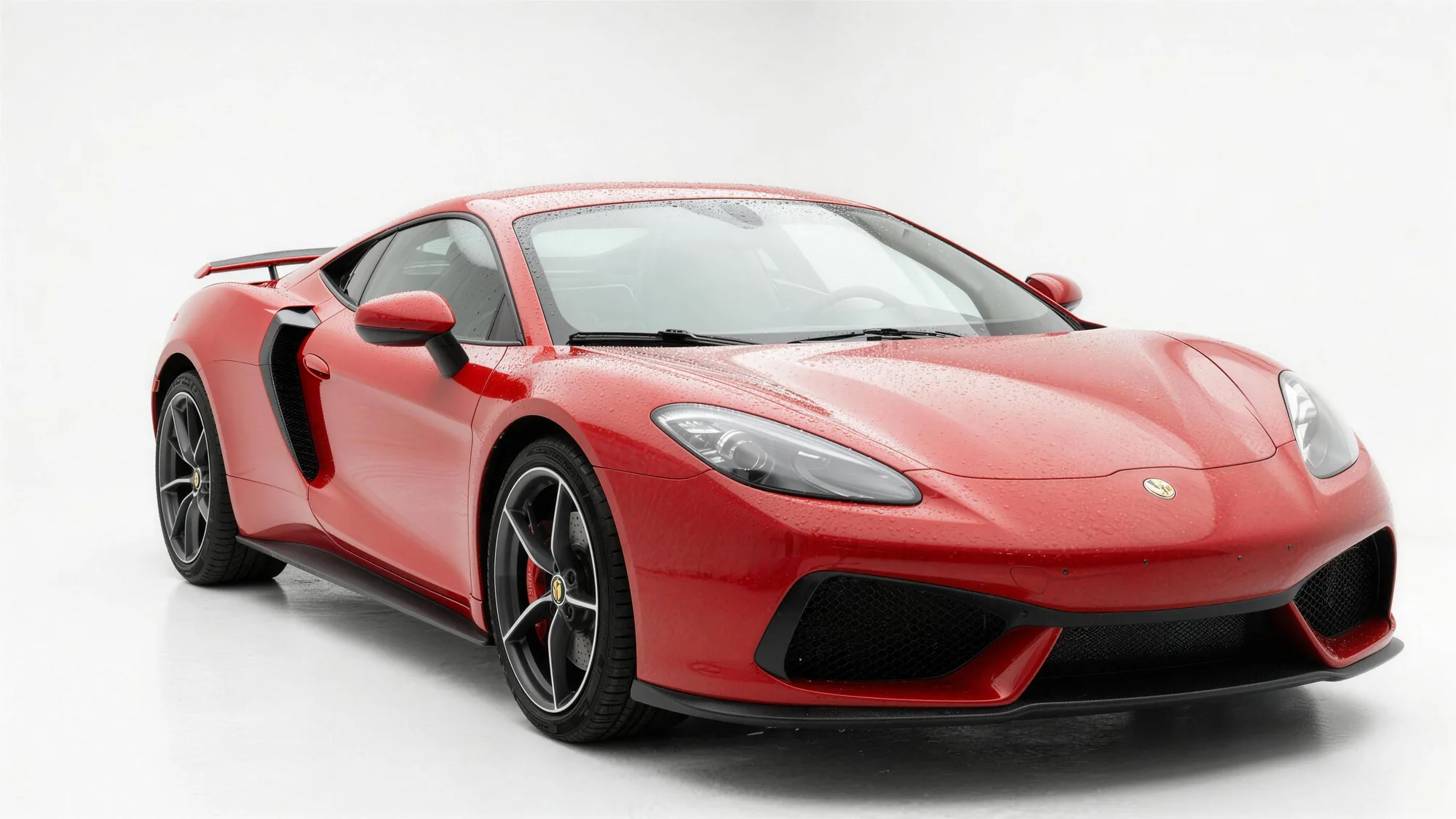 Freshly detailed car with a flawless finish in a bright studio